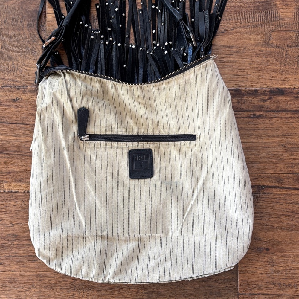 Frye Heidi Handag Studded Black Leather Fringe - Stud Hobo - Picture 7 of 11